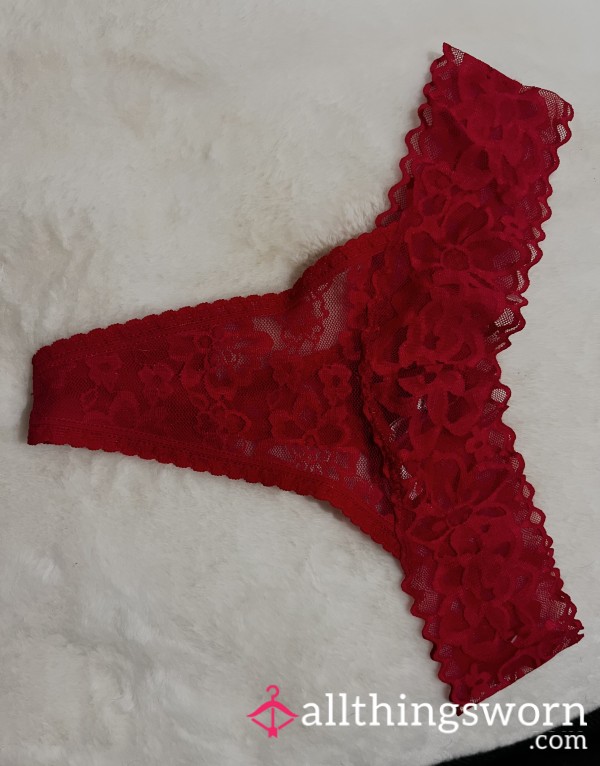 Lacey Red Thong