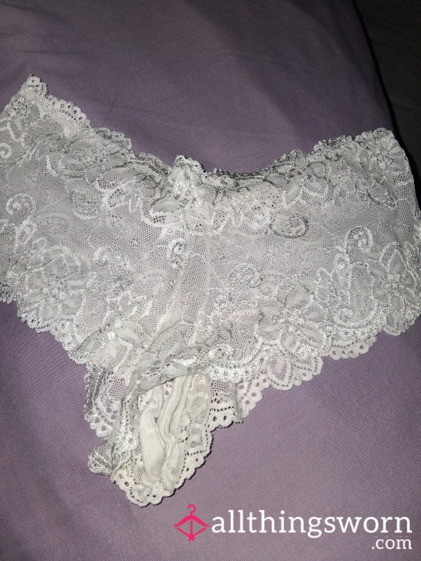 Lacey White Stretch Panties – Soft, Elegant & Beautifully Worn 🤍