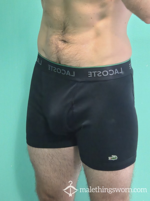 Lacoste, Black Cotton Boxer Briefs, Size Medium