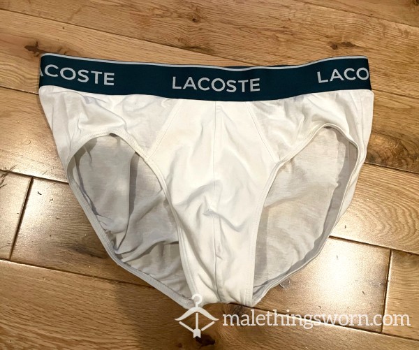 Lacoste White Hip Briefs (M) Ready To Be Customised For You!