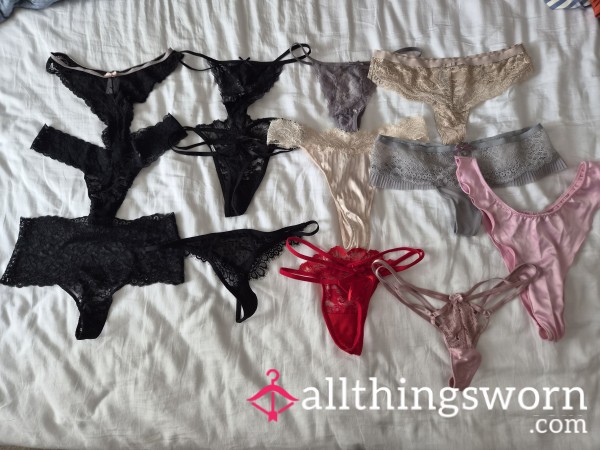 Lacy And Satin Thongs