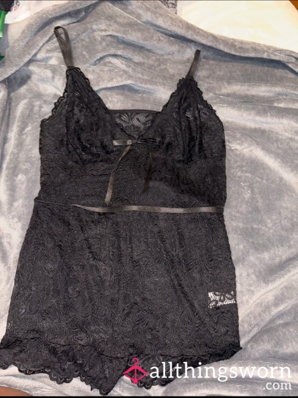 Lacy Black Lingerie- Slept In For A Week