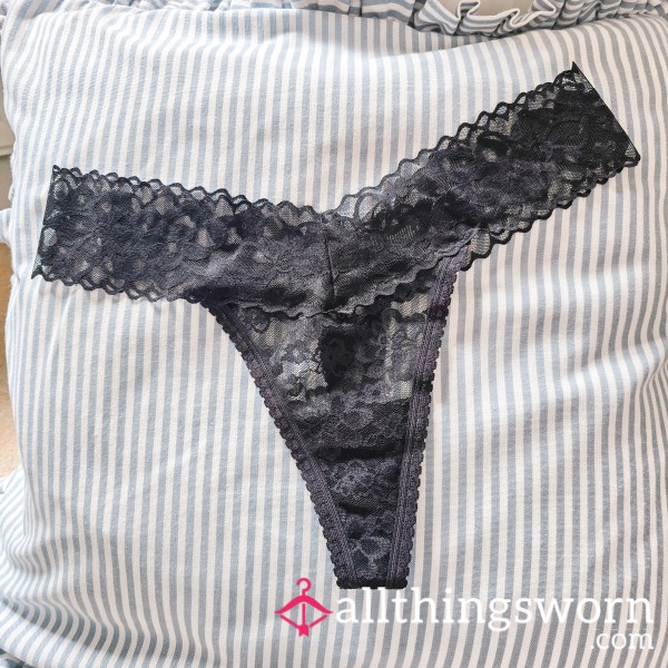 Lacy Black Thong Waiting To Be Worn For You!