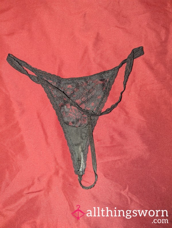 Lacy Black Workout Thong