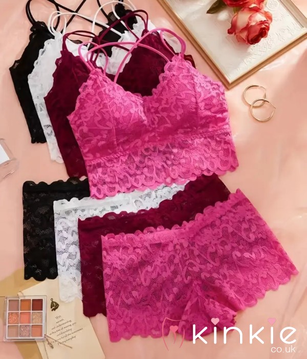 LACY Bra + Panty Set Sz Large 16