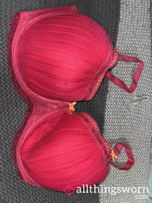 Lacy Pink And Orange Bra
