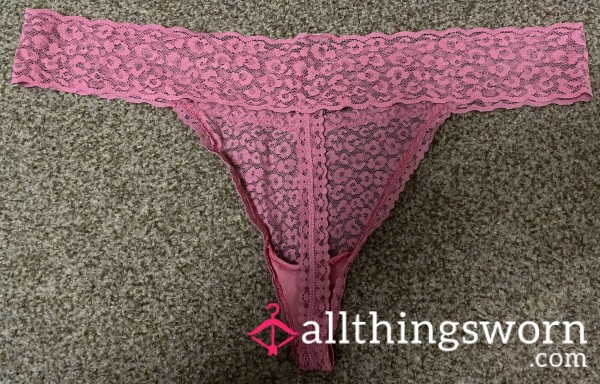 Lacy Pink Cotton Thong 👅🔥💋