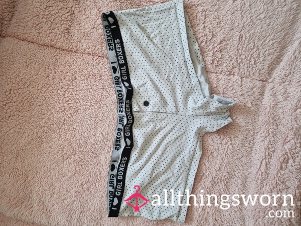 Ladies Boxer Shorts White & Black Design