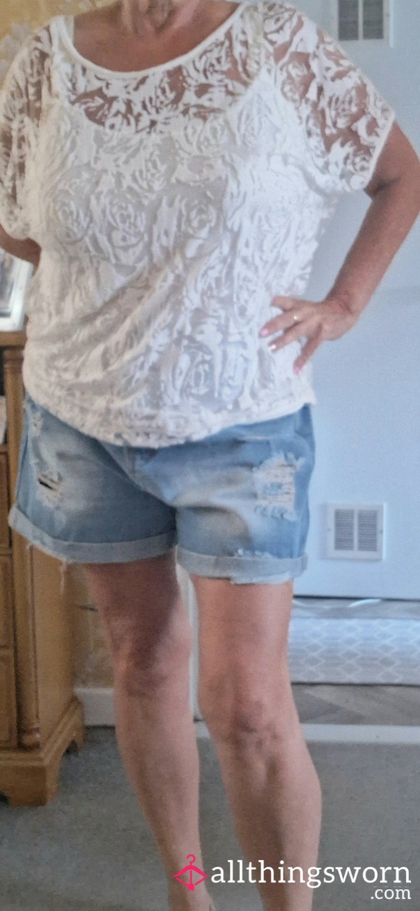 🦵Ladies Denim Ripped Distressed Shorts 💙
