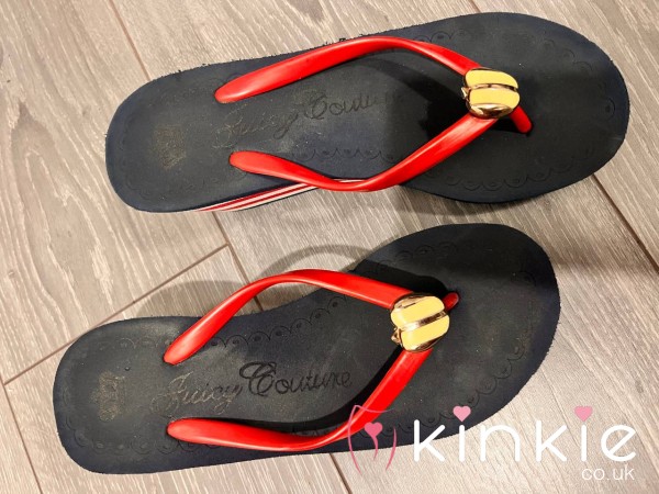 Ladies Well Worn Black Flip Flops For Foot Fetish Lovers...