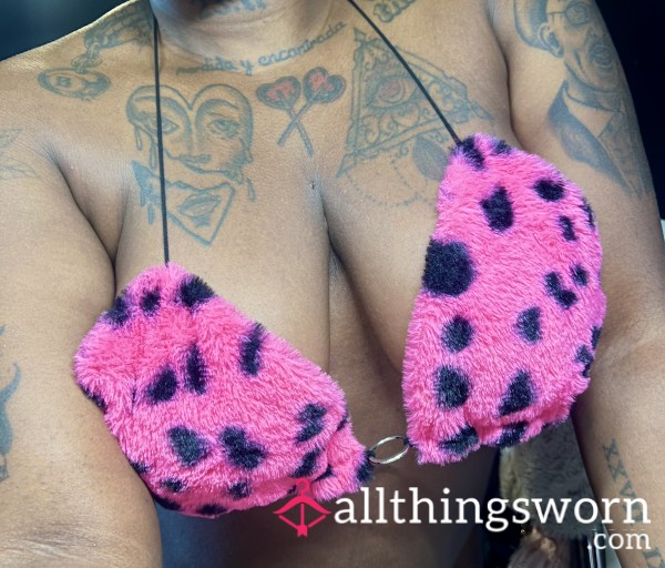 🐆 Lana’s Hot Pink Leopard Fuzzy Bra 🐆