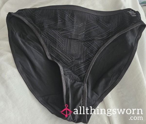Large Black Panties, Well Worn, Never Less Than 3 Days Wear, More Days On Request. Pulled And Rubbed Between Cracks, No Showers In Between.