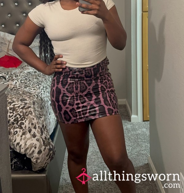 Latex Cheetah Print Skirt