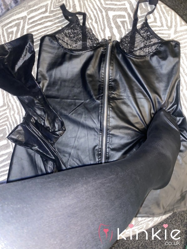 Latex Zip Up Front Set Includes Tight Black Stockings To Match. Sweat And Squirt Unwashed.