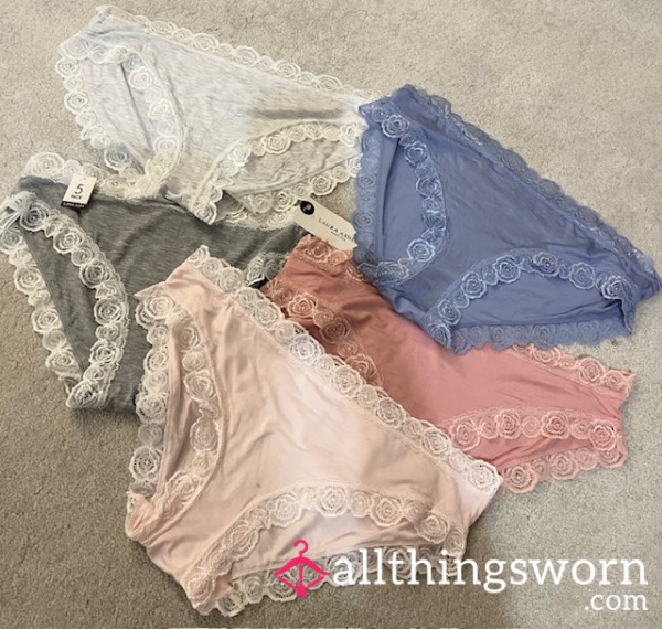 🌸 Laura Ashley Lace Panties – 5 Pairs Available! 🌸