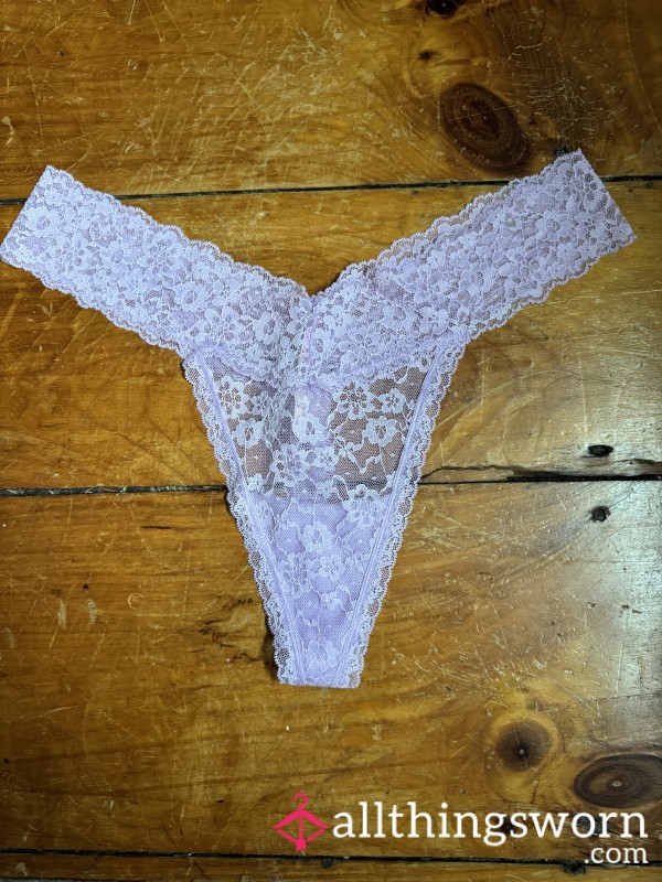 💜 Lavendar Lace Thong, XXL, VS