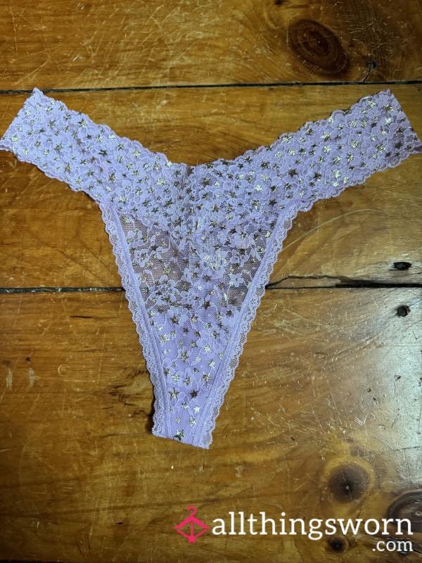 💜⭐️ Lavender & Gold Star Lace Thong, XL,VS