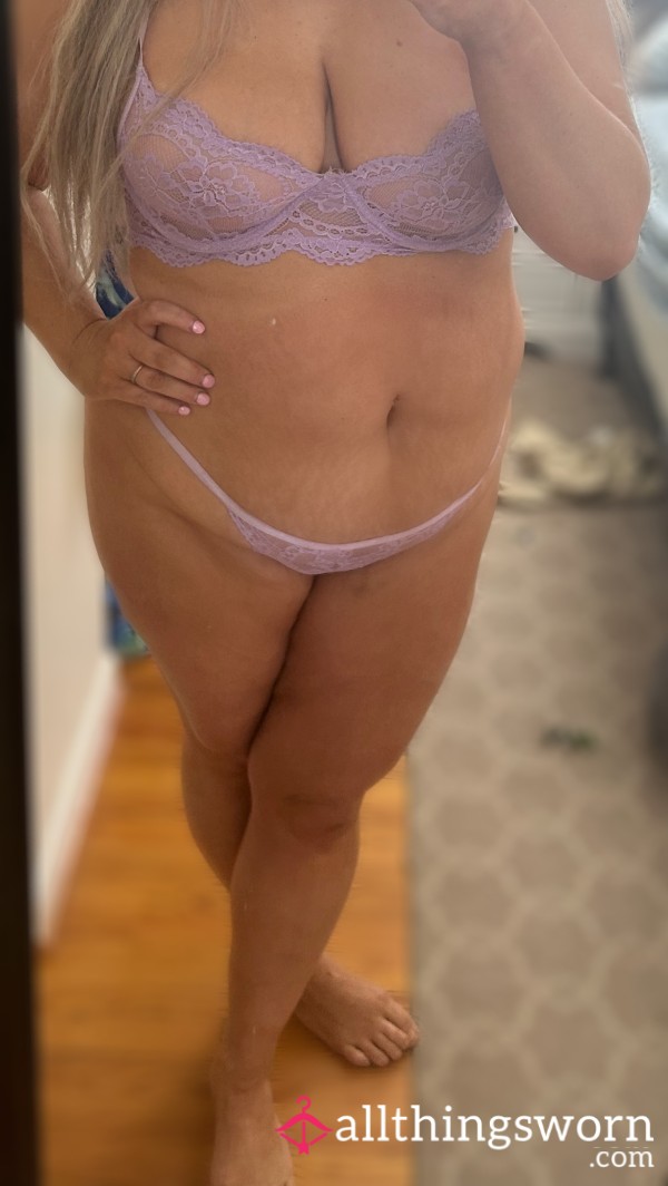 Lavender Lace Bra And Thong