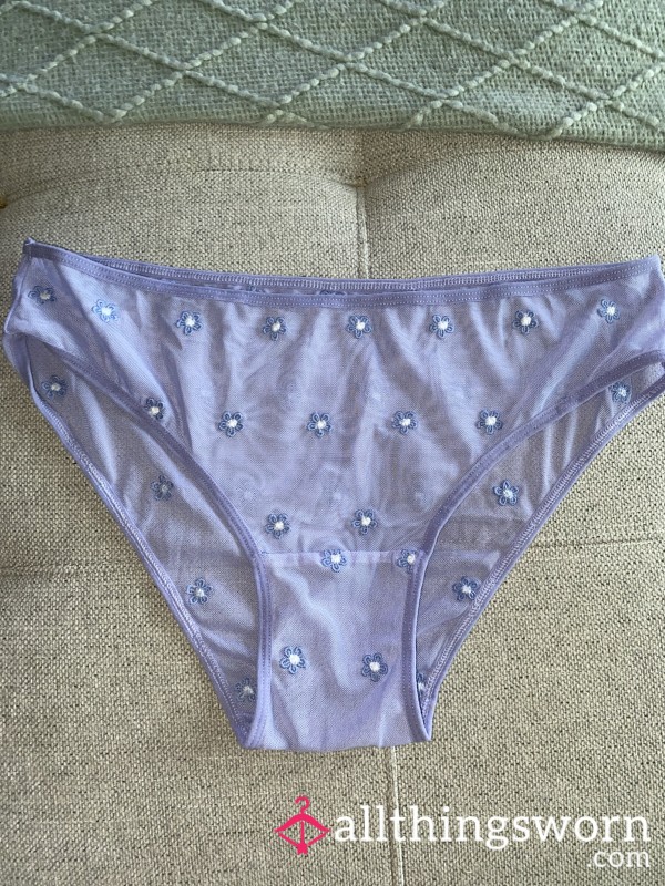 Lavender Mesh Panties With Flowers 🌸with Free Shipping In Canada
