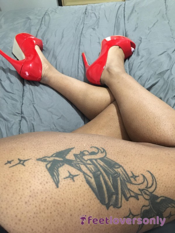 Laying In Bed In My Red High Heels