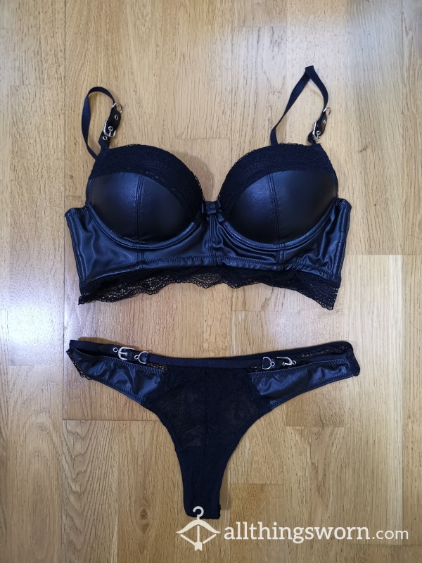 Leather Bra With Matching Thong