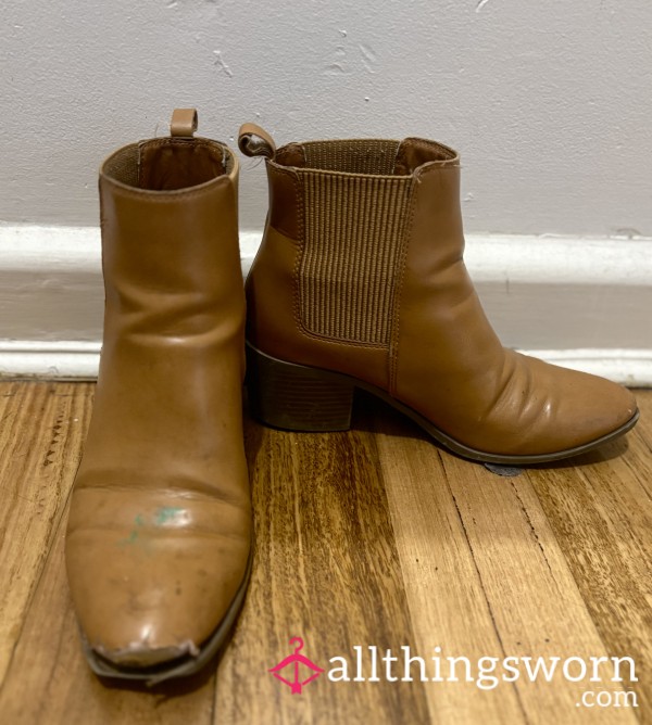 Leather Broken Soles Ankle Boots 👢