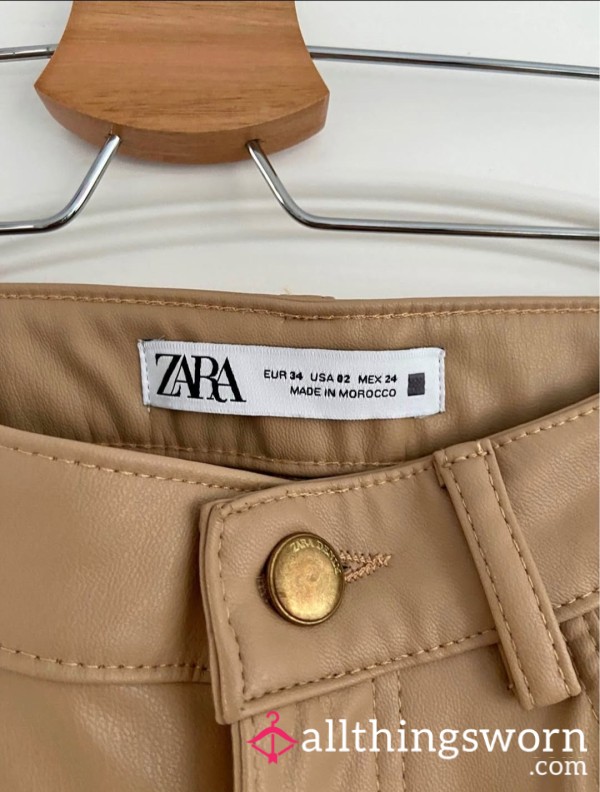 Leather Cream Trousers