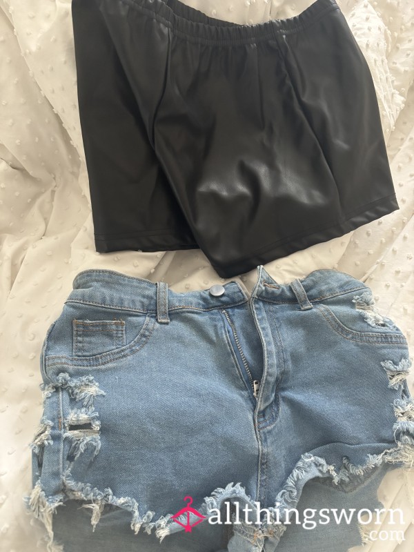 Leather & Denim Shorts