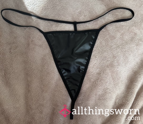 Leather Look Itty Bitty Thong Worn