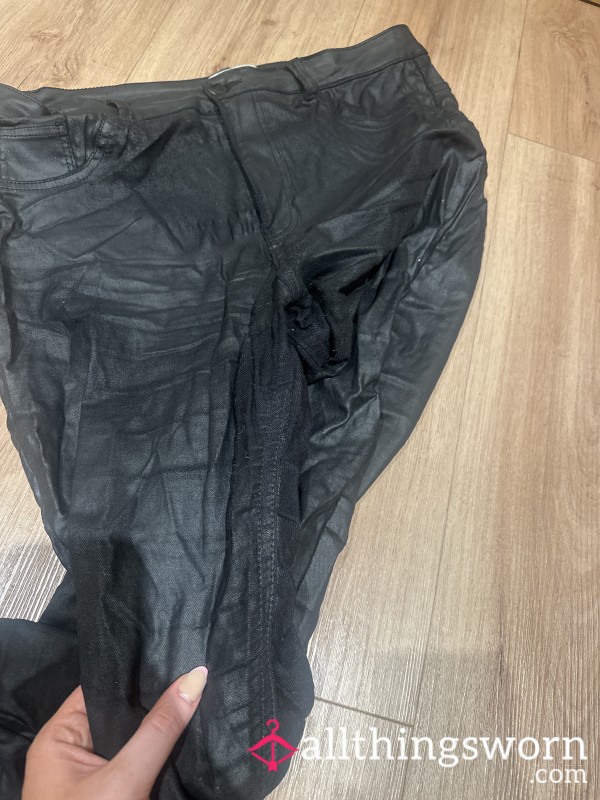 Leather Look Trousers… Wear & Tear