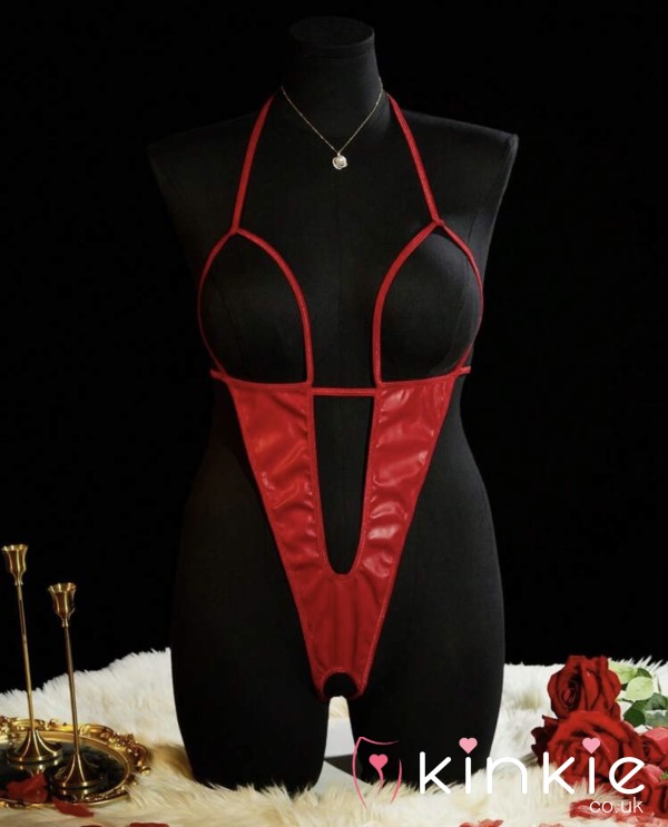 Leather, Red, G String Piece