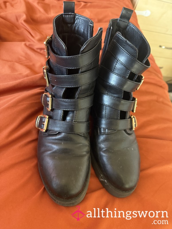 Leather Worn Ankle Boots