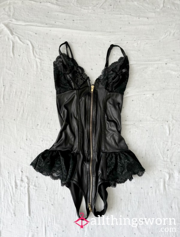 Leather Zip-Up Lingerie