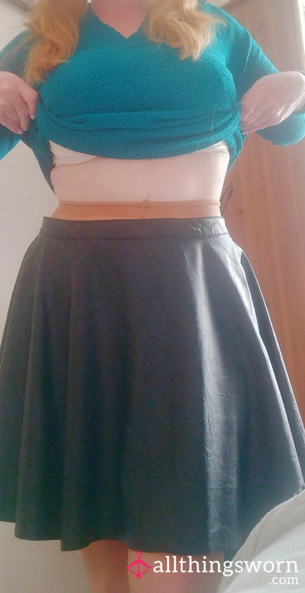 Leatherette Flared Skirt