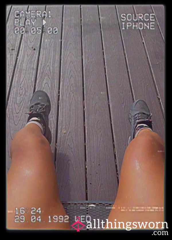 Legs & Sneaker Sock Tease In Motion 👟💦