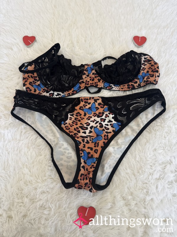 Leopard Bu*terfly Satin Set