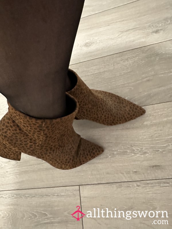 Leopard Chunk Heel Boots