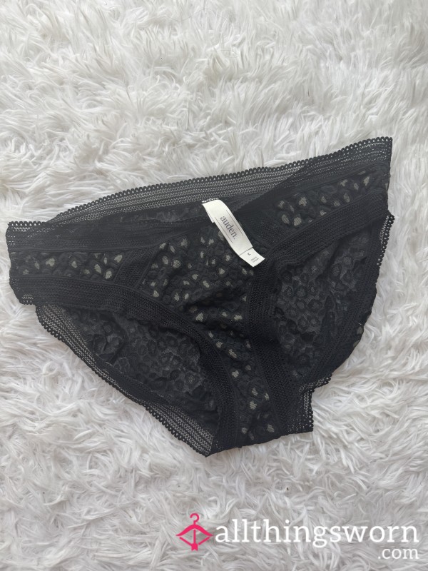 Leopard Print Black Mesh/Lace Panties