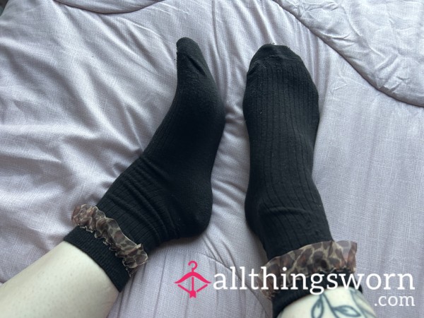 Leopard Print Frill Socks