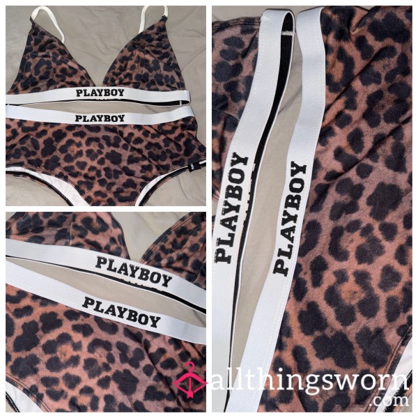 Leopard Print 🐆 Playboy Underwear Set ✨🖤 Includes 24 Hour Wear, Proof Of Wear Pics & UK Shipping 💌