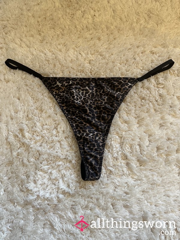 🐆 Leopard Print Satin G-String – Handle With Care 🐆