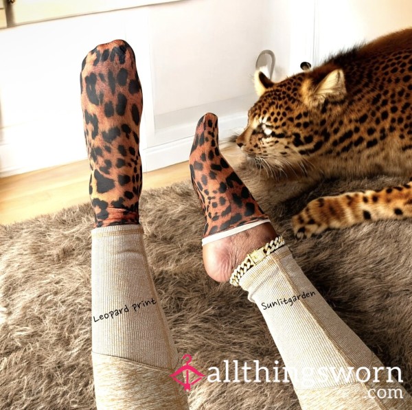 Leopard Print Sheer Ankle Socks
