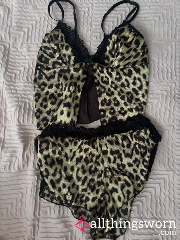 Leopard Print Silk Lingerie