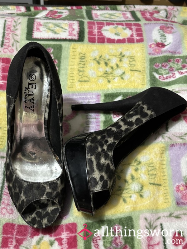 Leopard Print Stiletto Platform Heels😈
