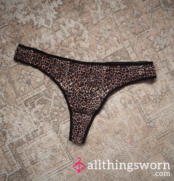 Leopard Print Thong, 48hr Wear + Pics 🐆