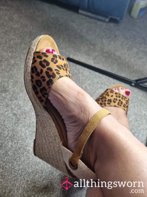 Leopard Print Wedge Sandals