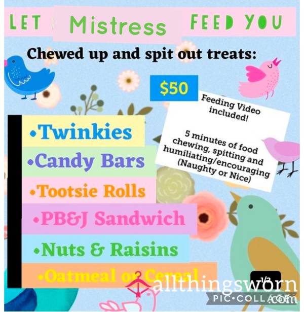 Let Mistress Feed You - Chewed Up Food