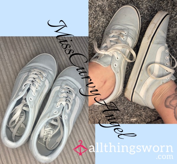 Light Blue And White Dirty VANS Trainers Size 7 (postage Included)