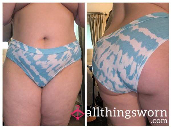 Light Blue And White Tie-dye Panties
