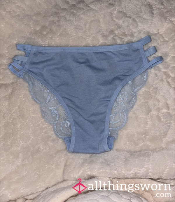 Light Blue Bikini Panties With A Lace Back
